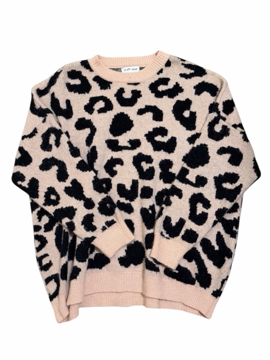 MACARON Sweaters - MACARON Blush Pink Leopard Print Oversized Sweater